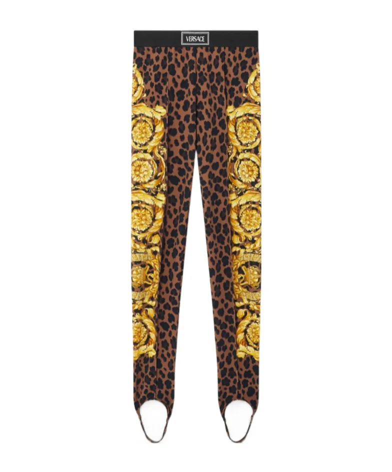 Barocco-Printed Elasticated Straps Leggings