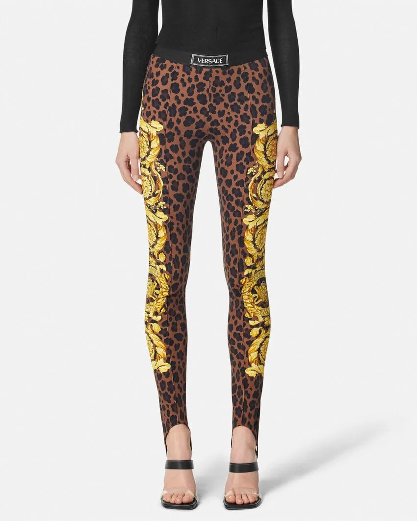 Barocco-Printed Elasticated Straps Leggings