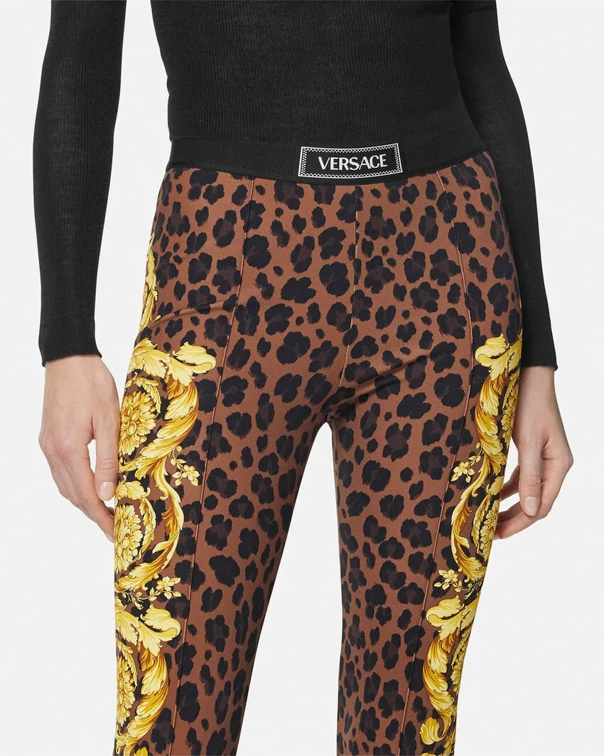 Barocco-Printed Elasticated Straps Leggings