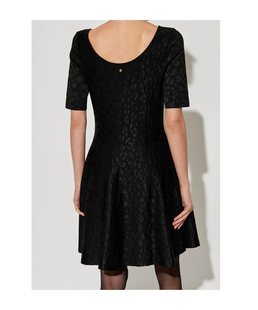 Short-Sleeved Flared Dress
