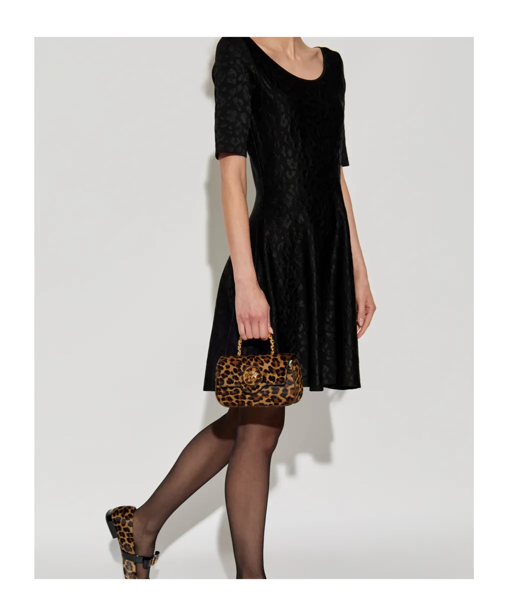 Short-Sleeved Flared Dress
