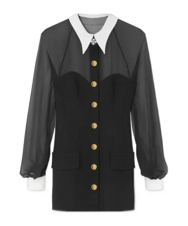 Panelled Long-Sleeved Mini Dress