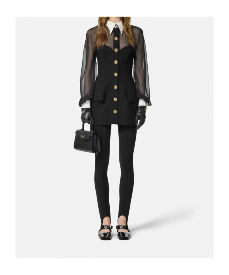 Panelled Long-Sleeved Mini Dress