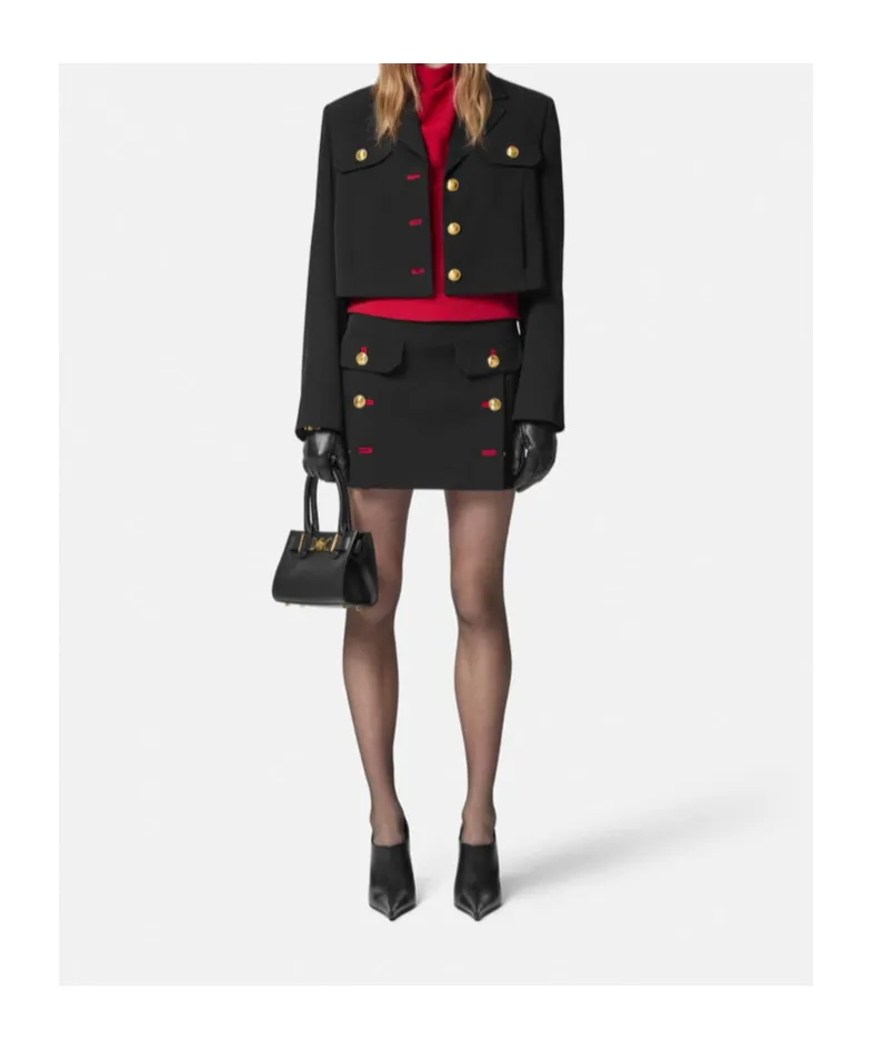 Medusa Head-Button Mid-Rise Mini Skirt