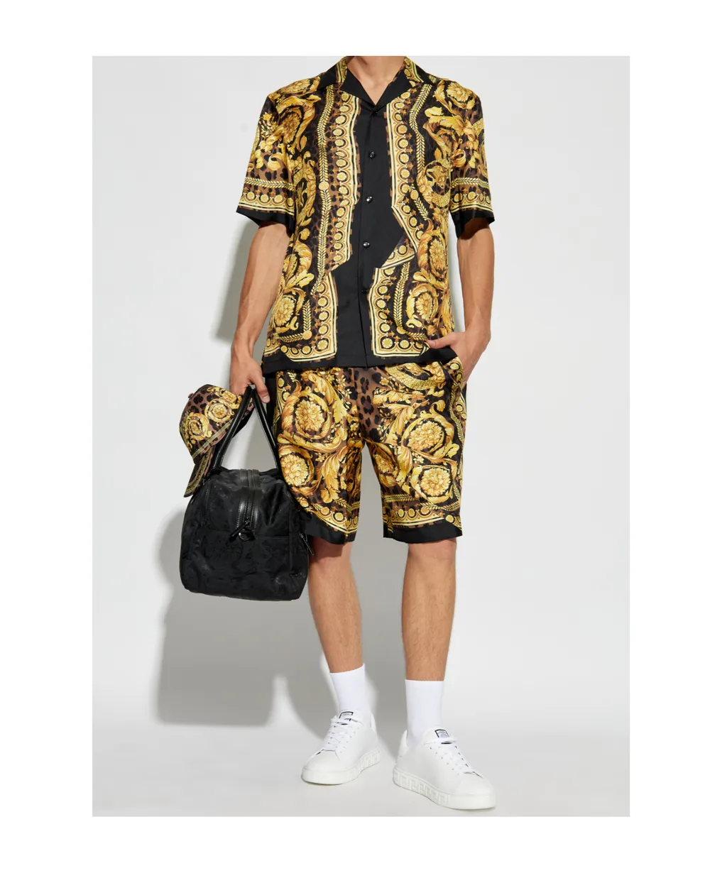 Pattern-Printed Elasticated-Waistband Shorts