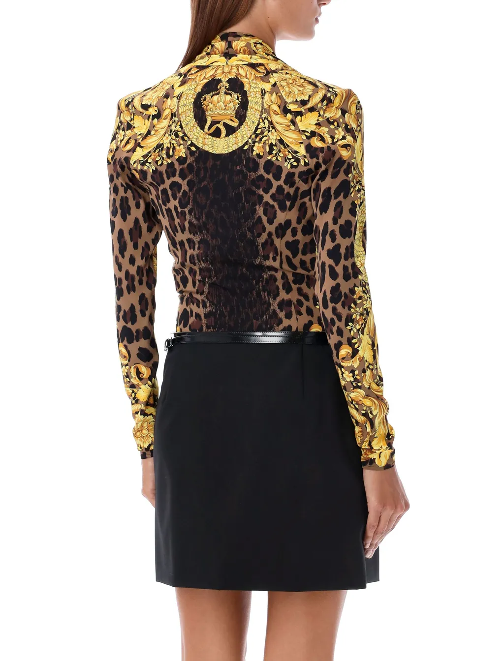Pattern-Printed Draped Bodysuit