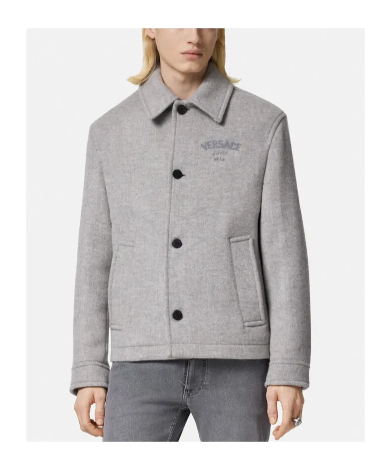 Logo-Embroidered Button-Up Blouson Jacket