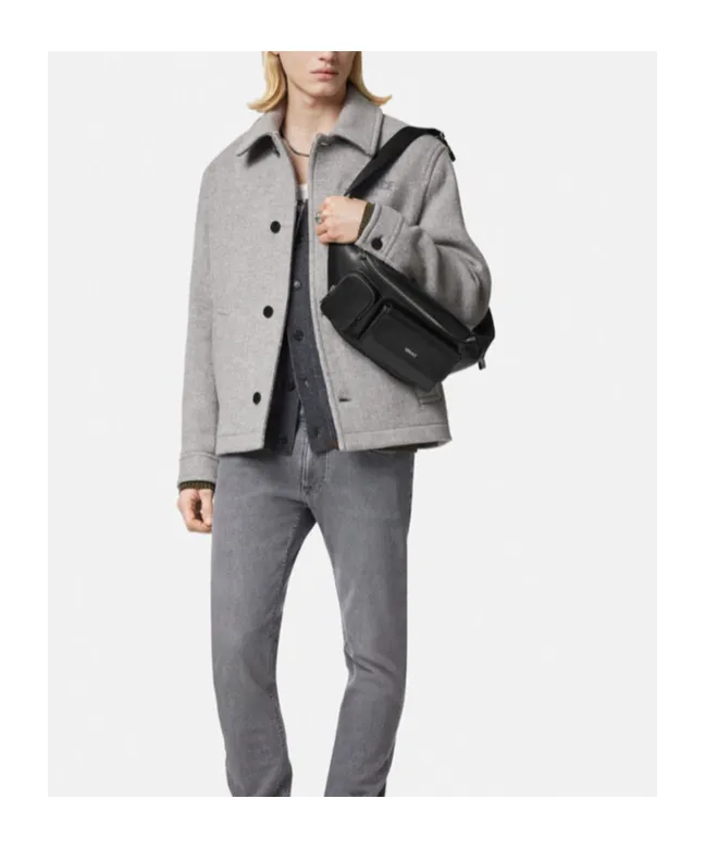 Logo-Embroidered Button-Up Blouson Jacket