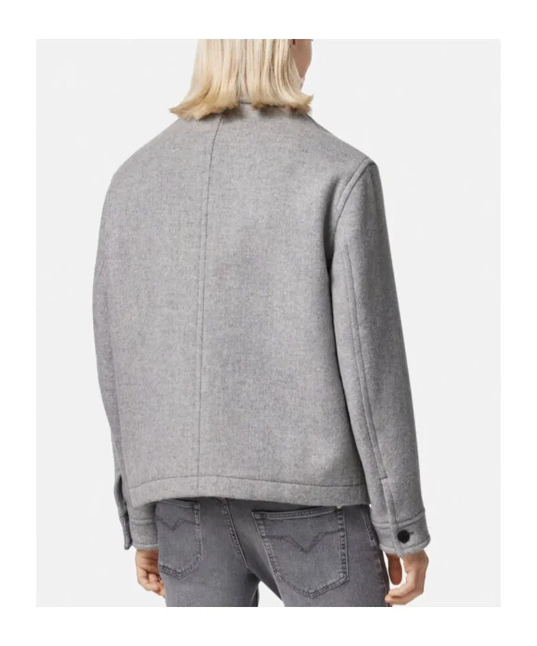 Logo-Embroidered Button-Up Blouson Jacket