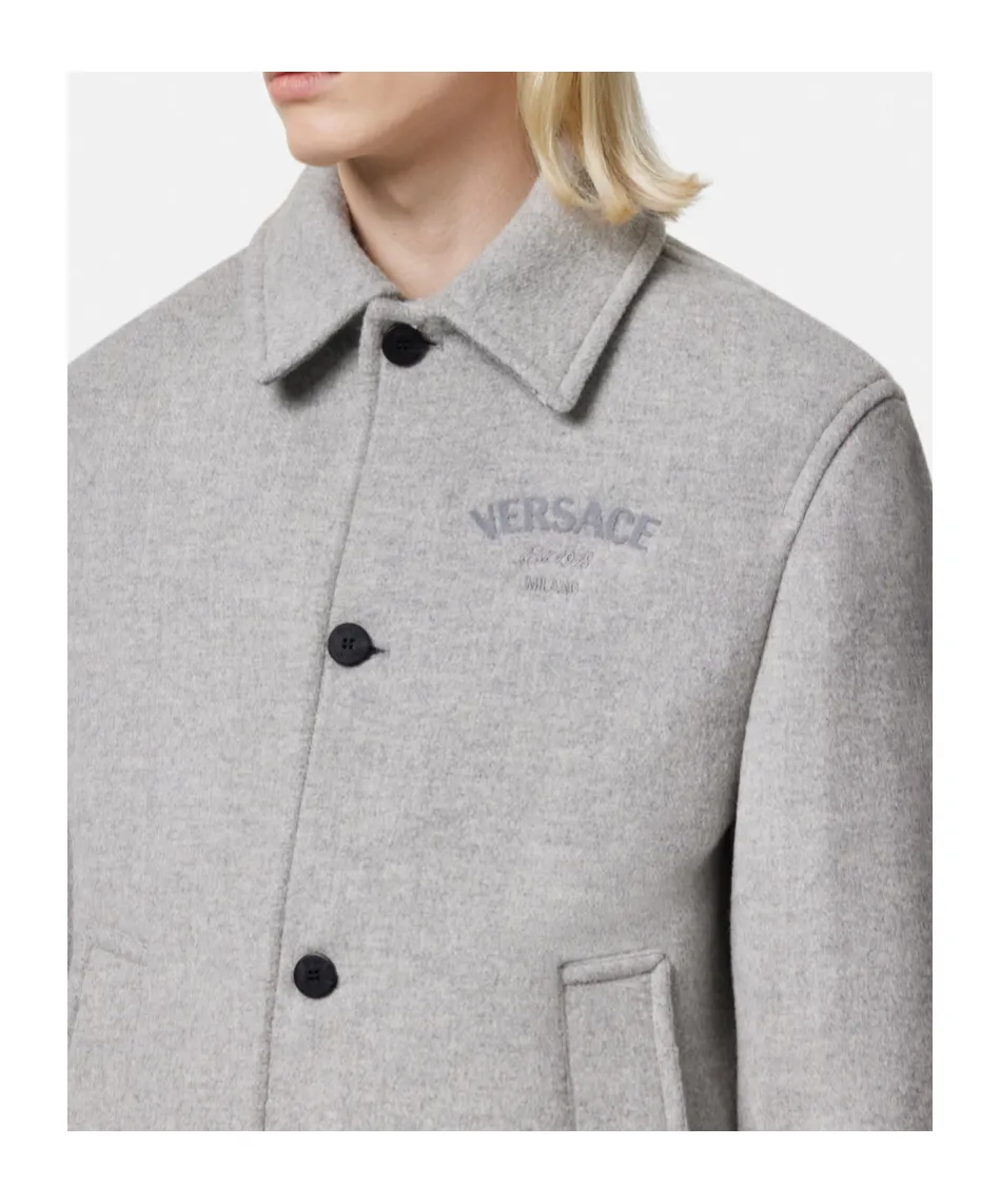 Logo-Embroidered Button-Up Blouson Jacket