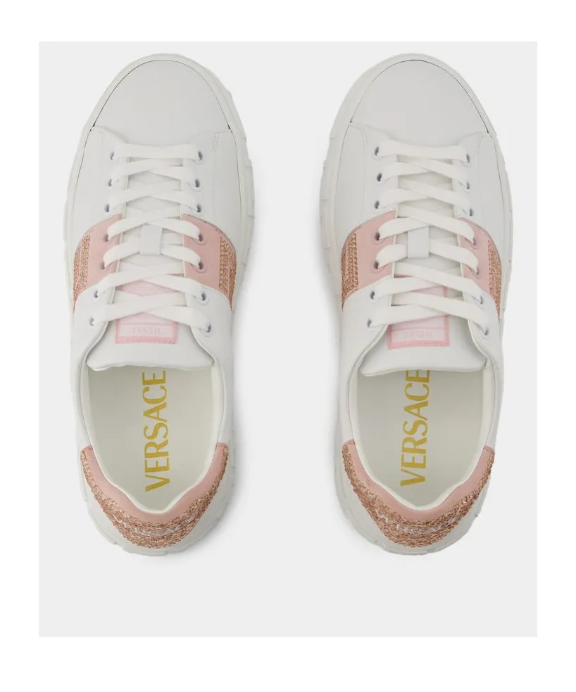 Greca Embellished Lace-Up Sneakers