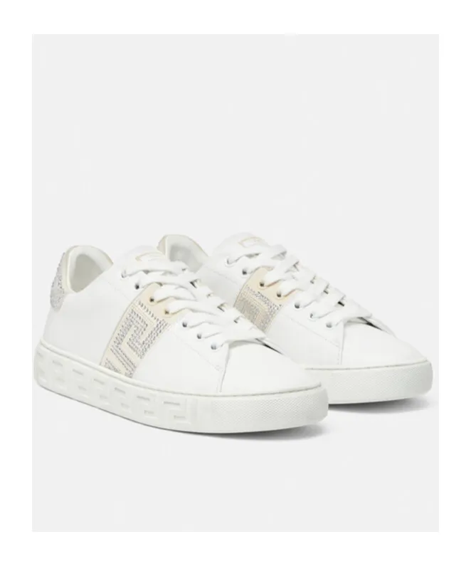 Greca Embellished Lace-Up Sneakers