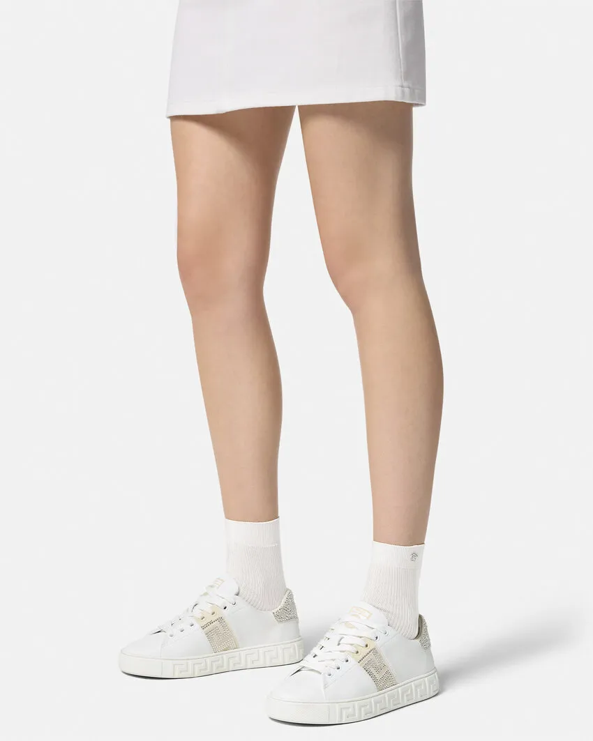 Greca Embellished Lace-Up Sneakers
