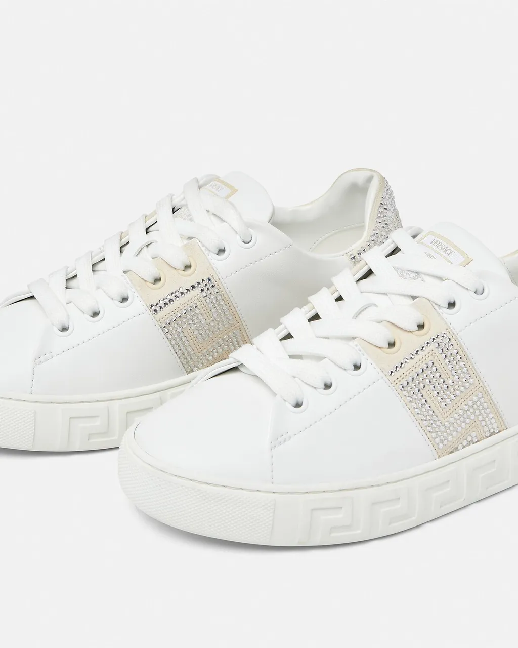 Greca Embellished Lace-Up Sneakers