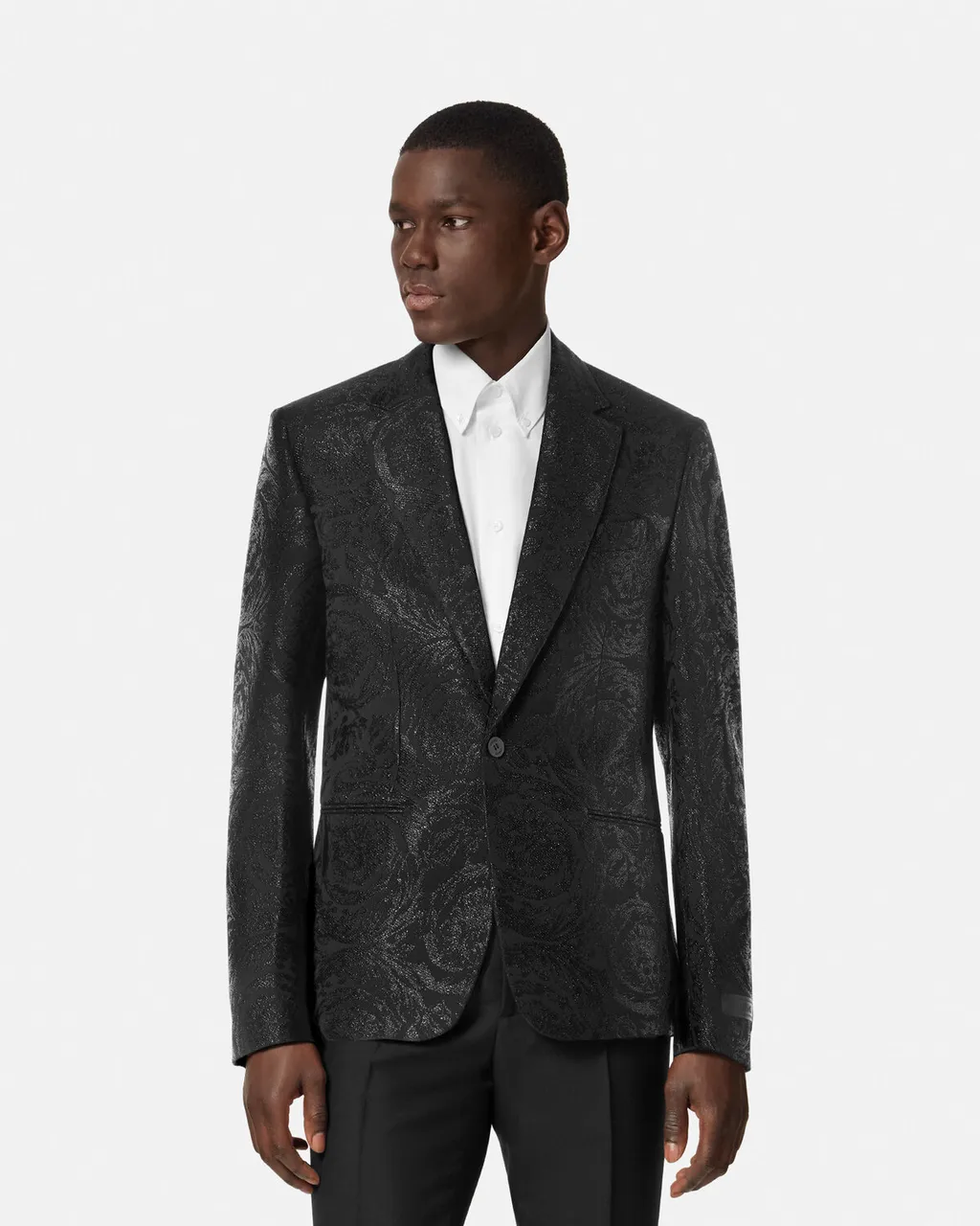 Metallic-Paisley Single-Breasted Tailored Blazer