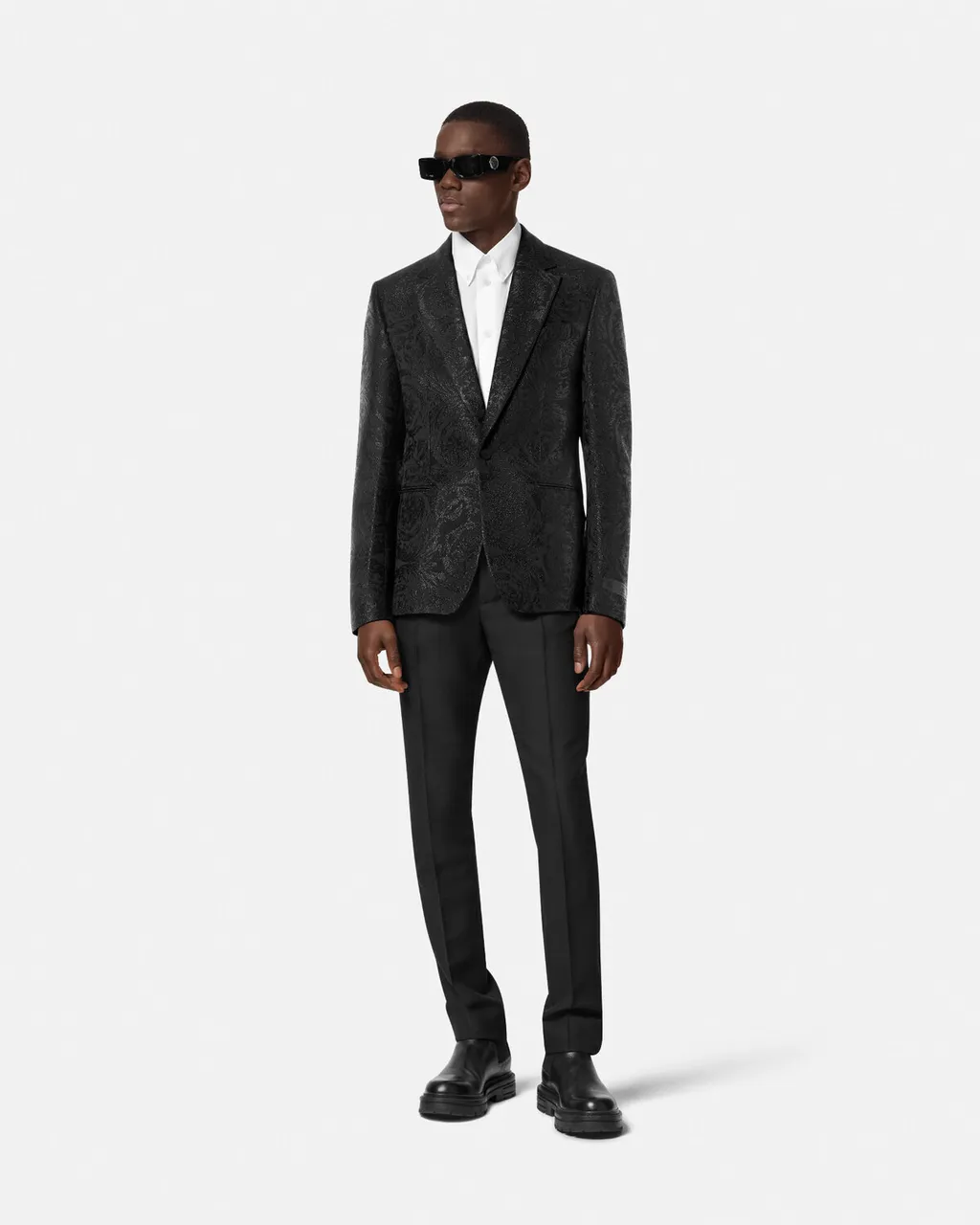 Metallic-Paisley Single-Breasted Tailored Blazer