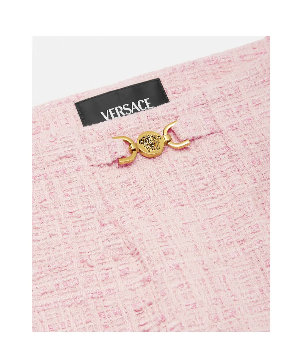Medusa Head Mid Rise Tweed Shorts