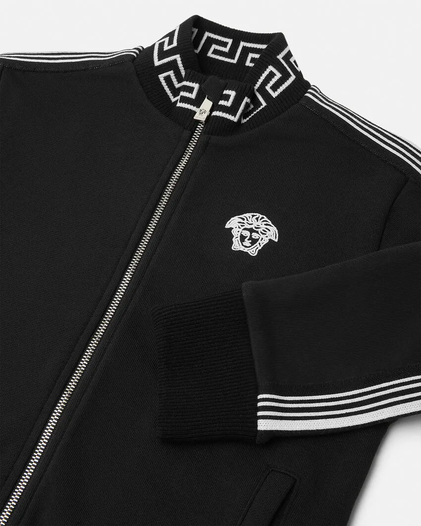 Greca-Detail Zip-Up Sweatshirt