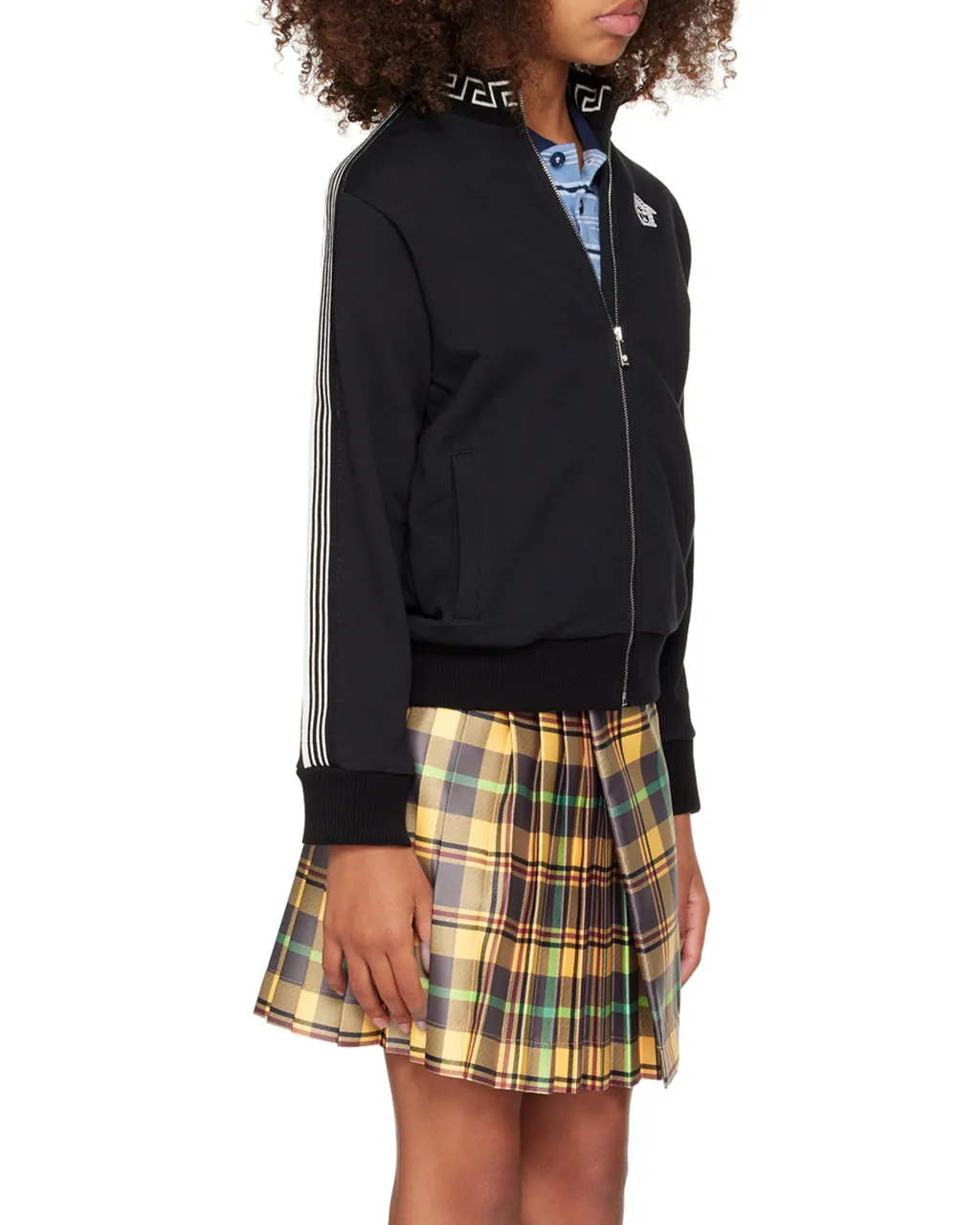 Greca-Detail Zip-Up Sweatshirt