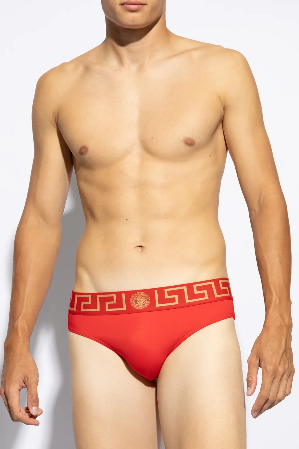 Greca-Waistband Swim Briefs