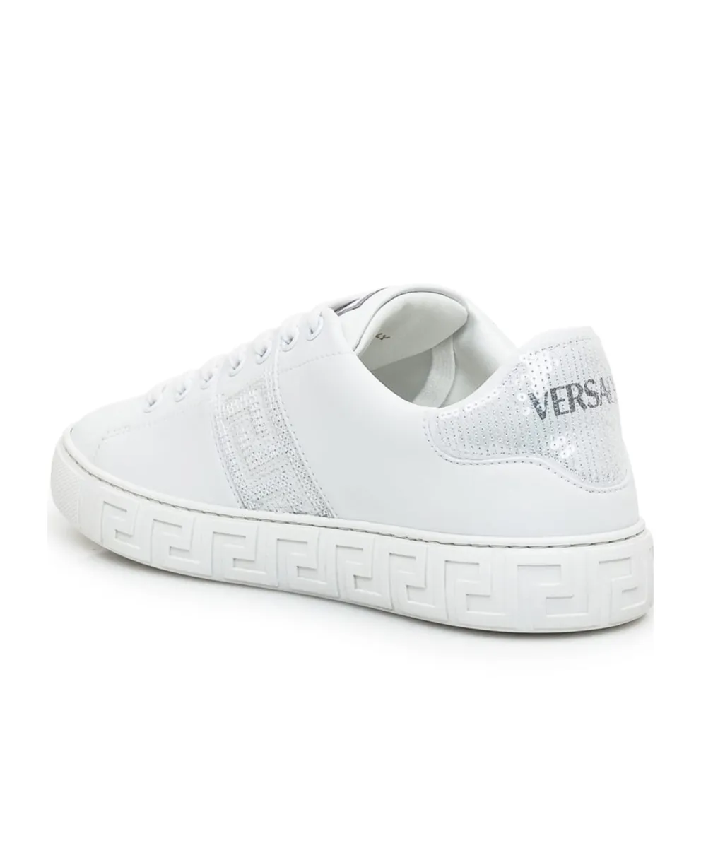 Greca-Embellished Lace-Up Sneakers