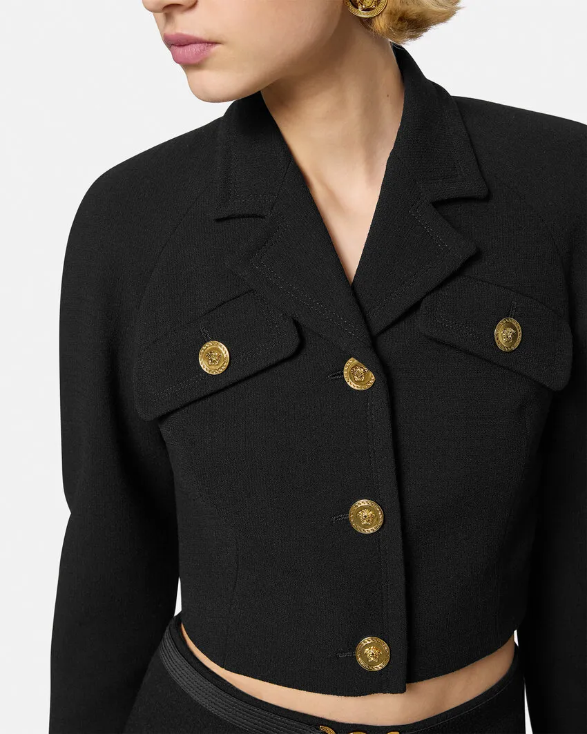Medusa Logo-Patch Head-Buttons Cropped Jacket