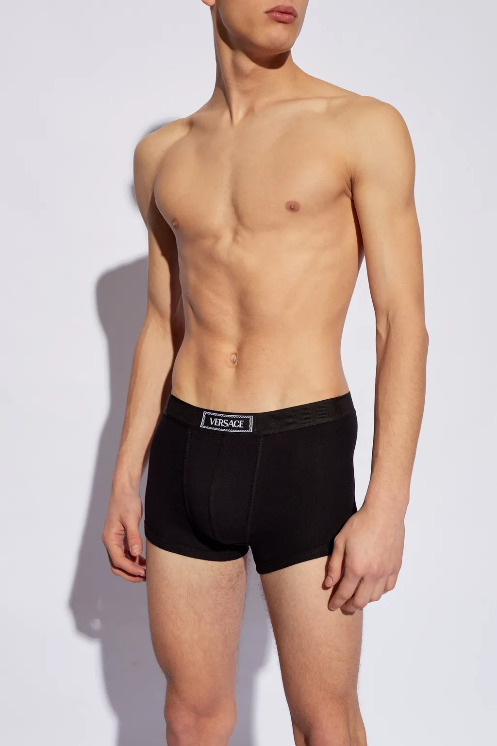 90S Versace Logo-Waistband Stretched Boxer Briefs