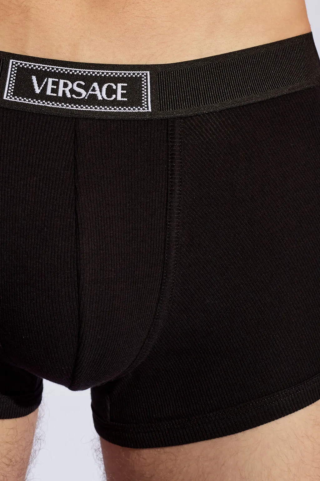 90S Versace Logo-Waistband Stretched Boxer Briefs