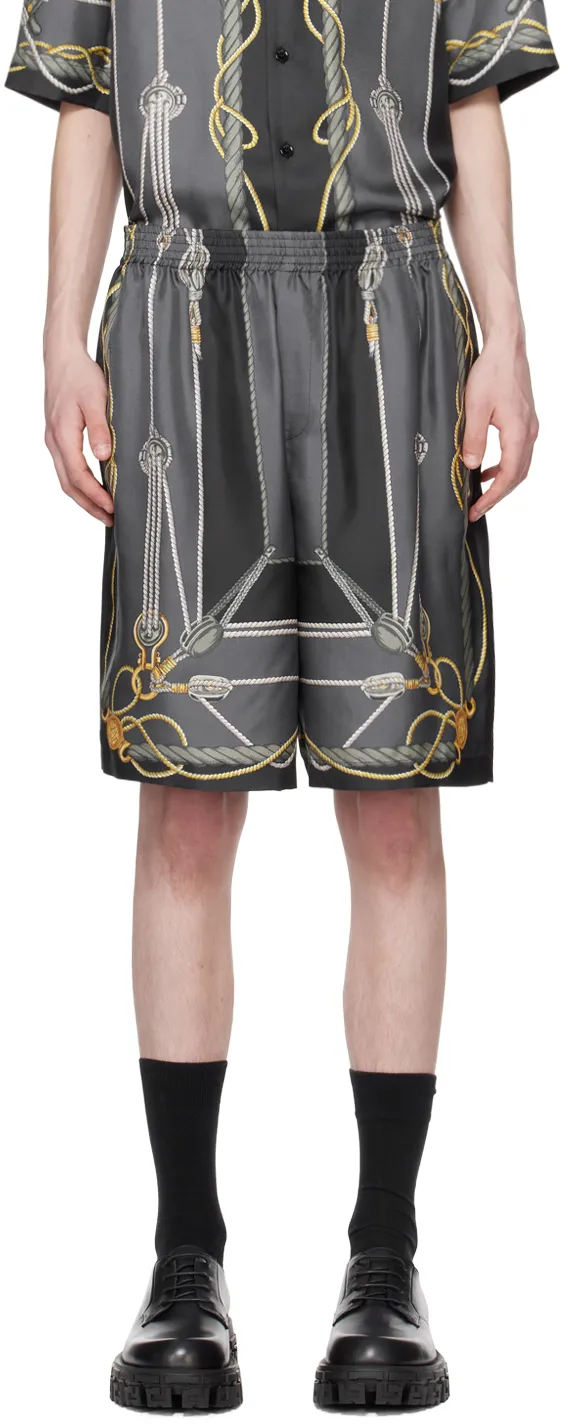 Nautical Print Silk Shorts