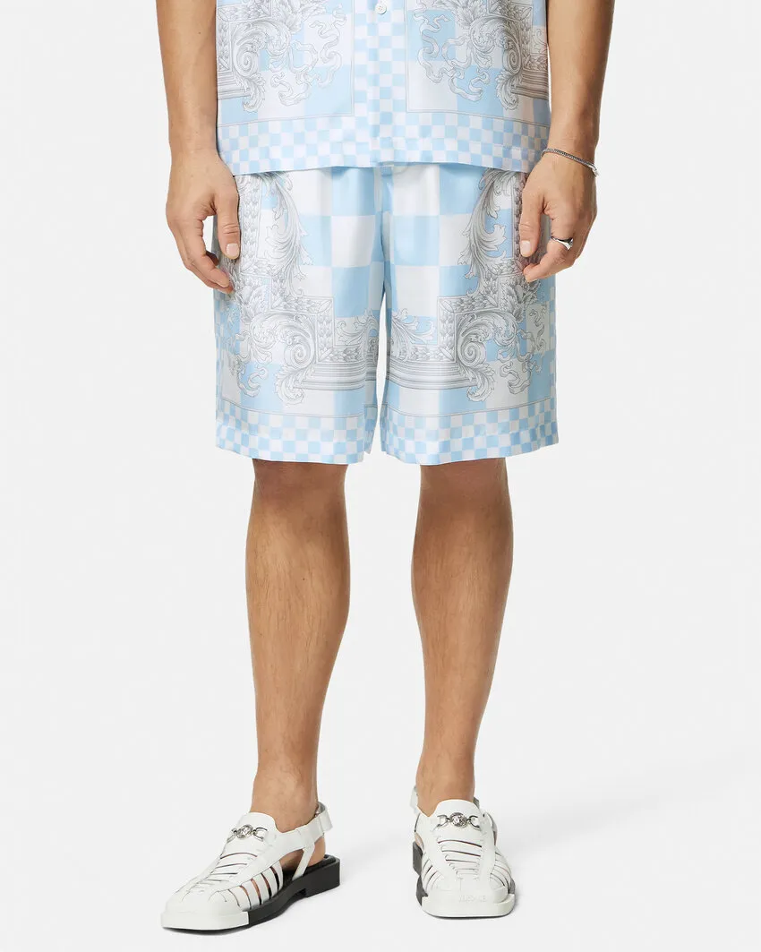 Barocco Check-Printed Knee-Length Shorts