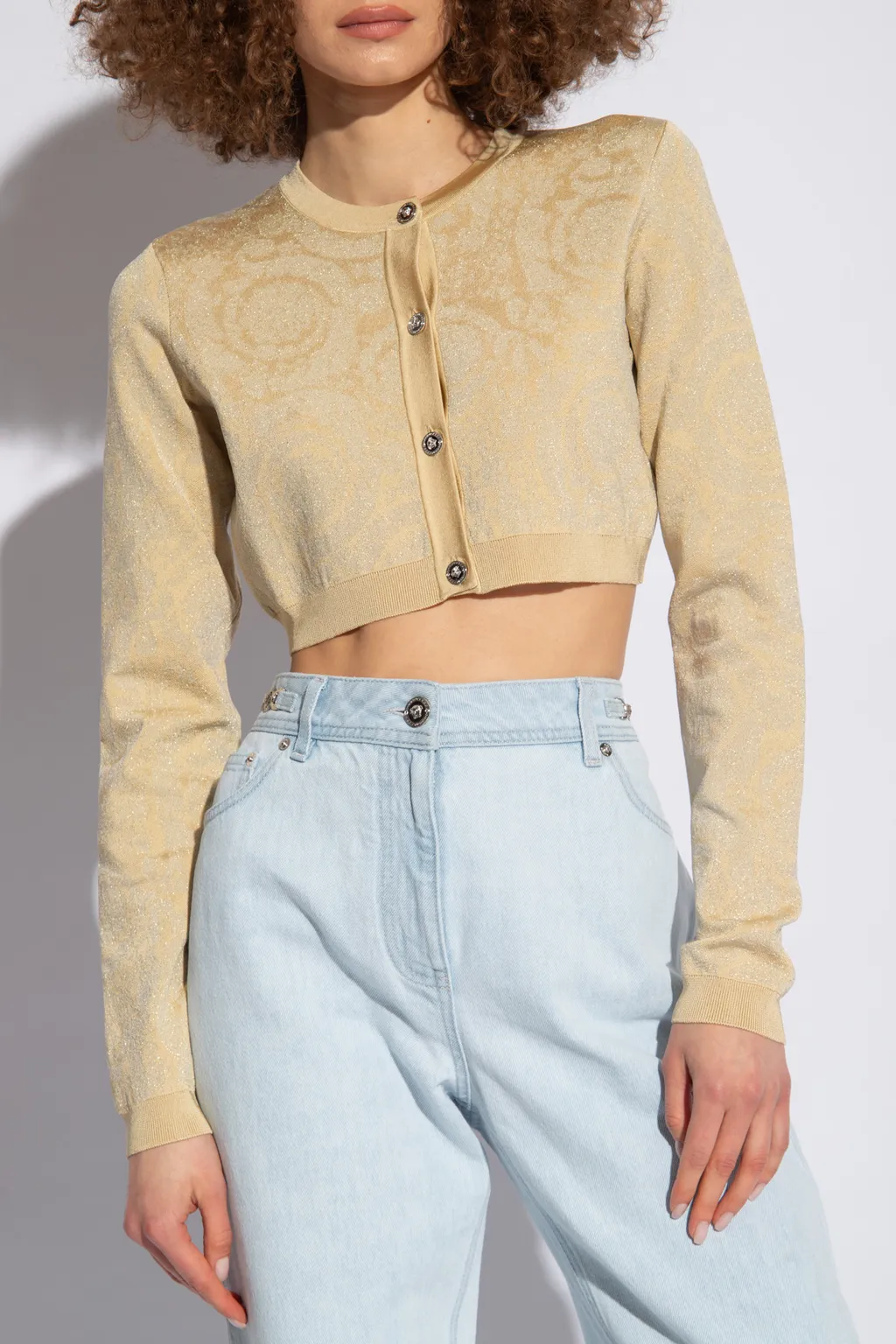 Barocco Button-Up Cropped Cardigan