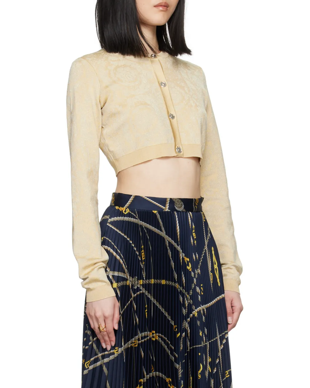 Barocco Button-Up Cropped Cardigan