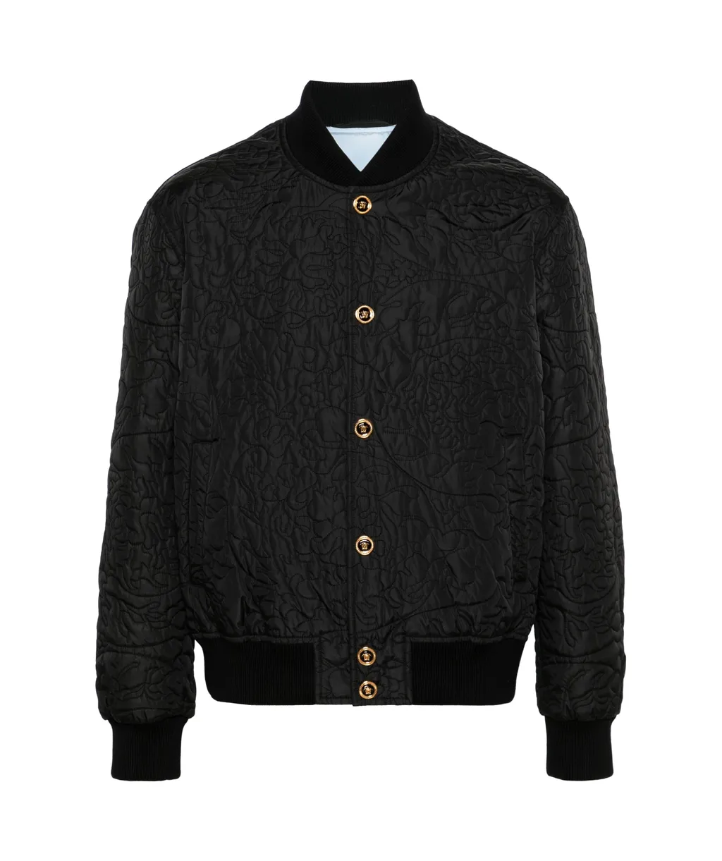 Barocco-Quilted Button-Up Bomber Jacket