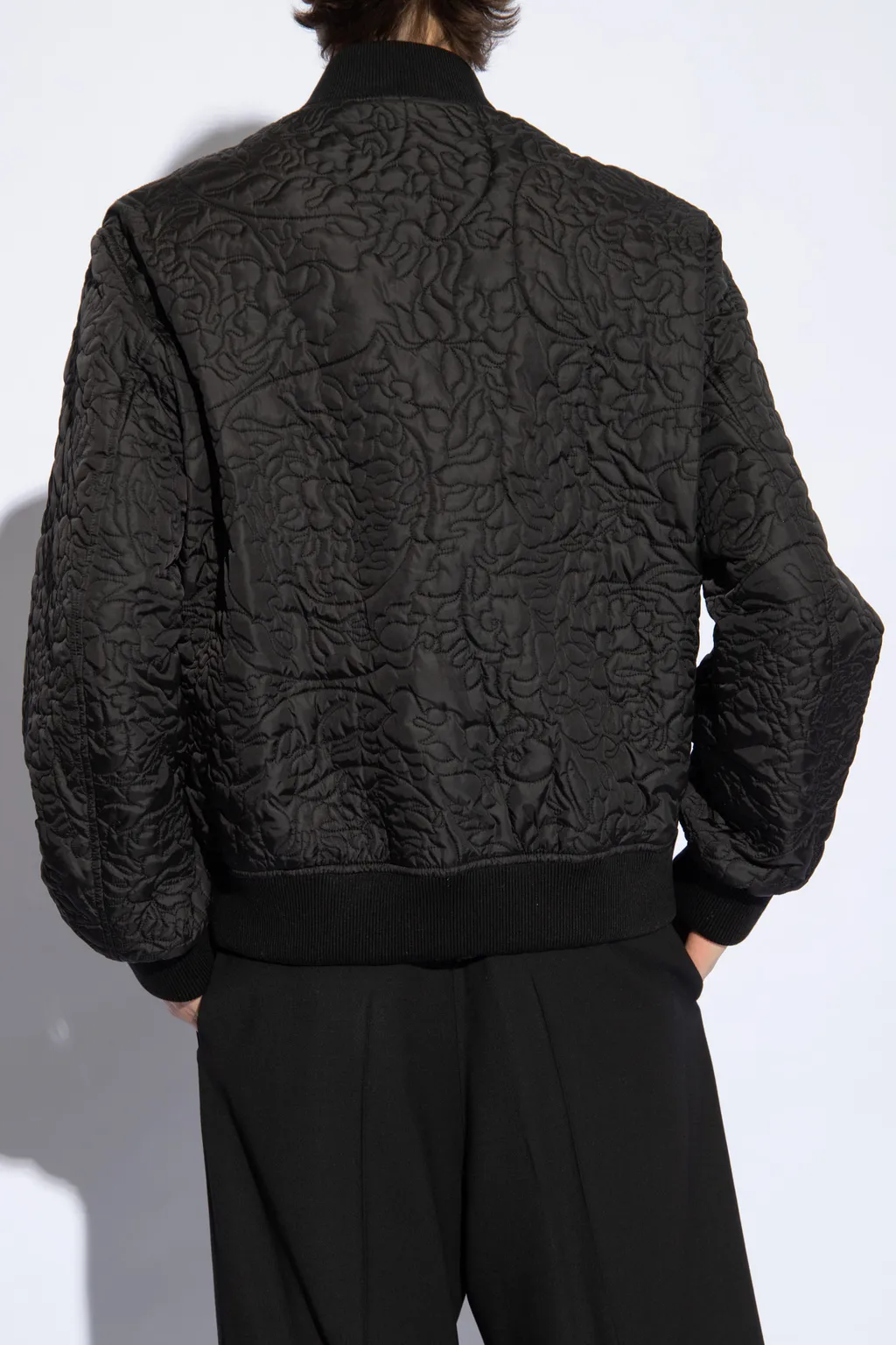 Barocco-Quilted Button-Up Bomber Jacket