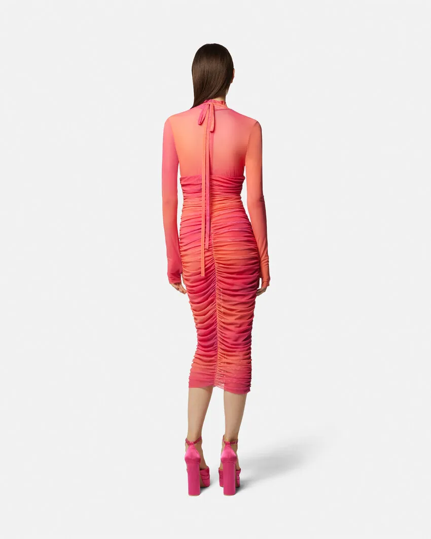 Pleated High-Neck Dress