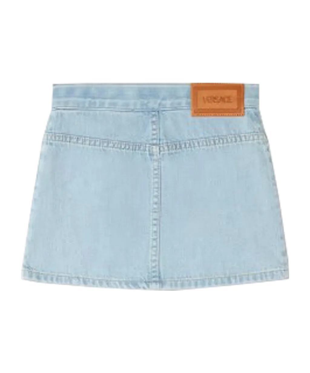 Star Detailed Mini Denim Skirt