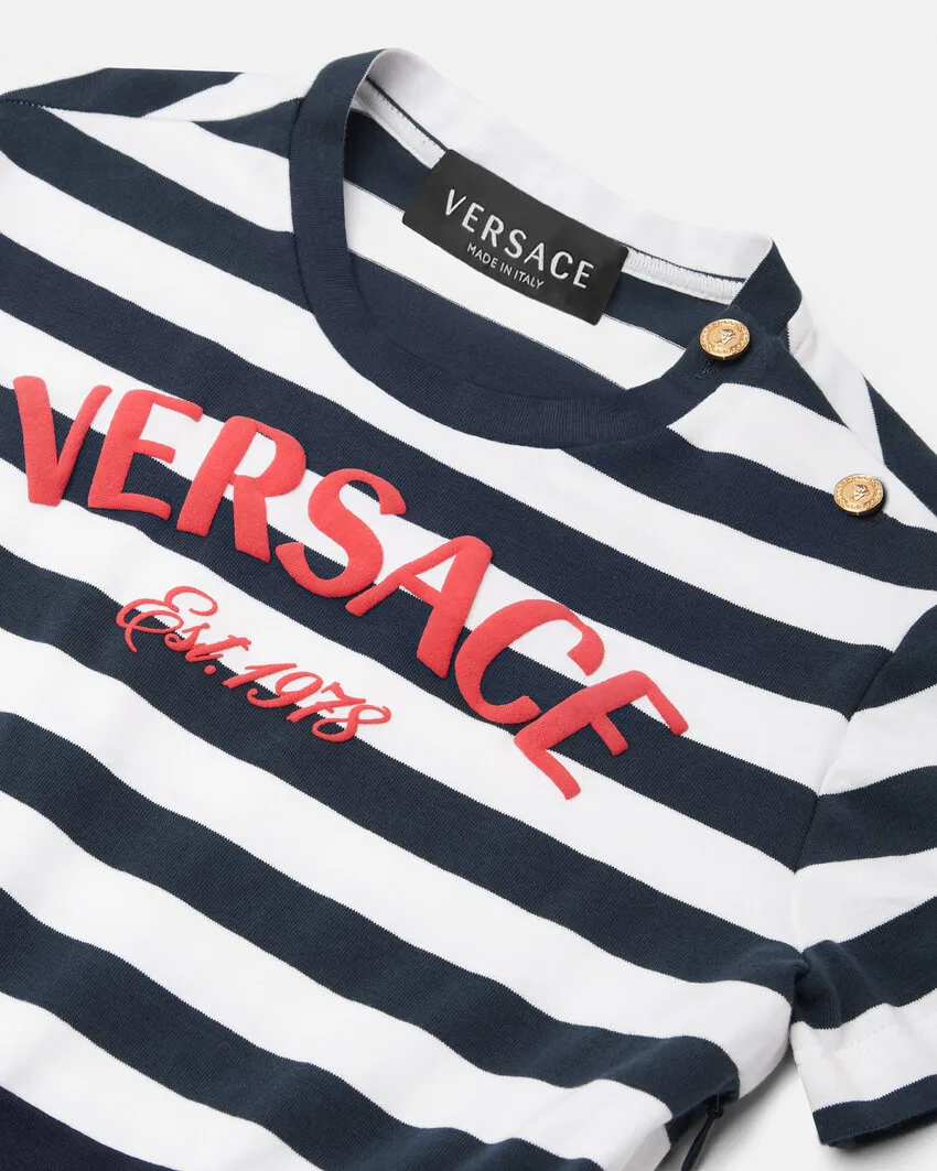 Logo Printed Striped T-Shirt Dress