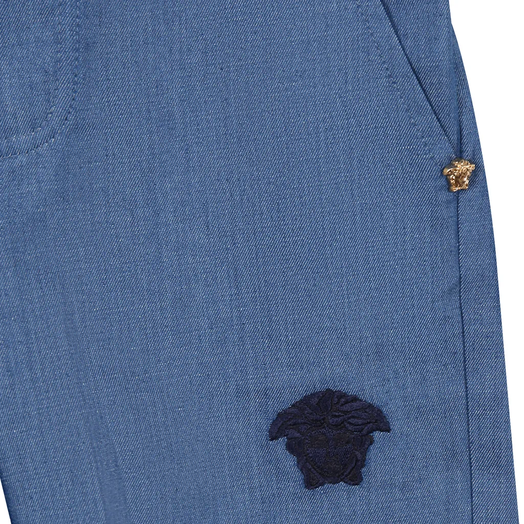 Medusa-Embroidered Straight Shorts