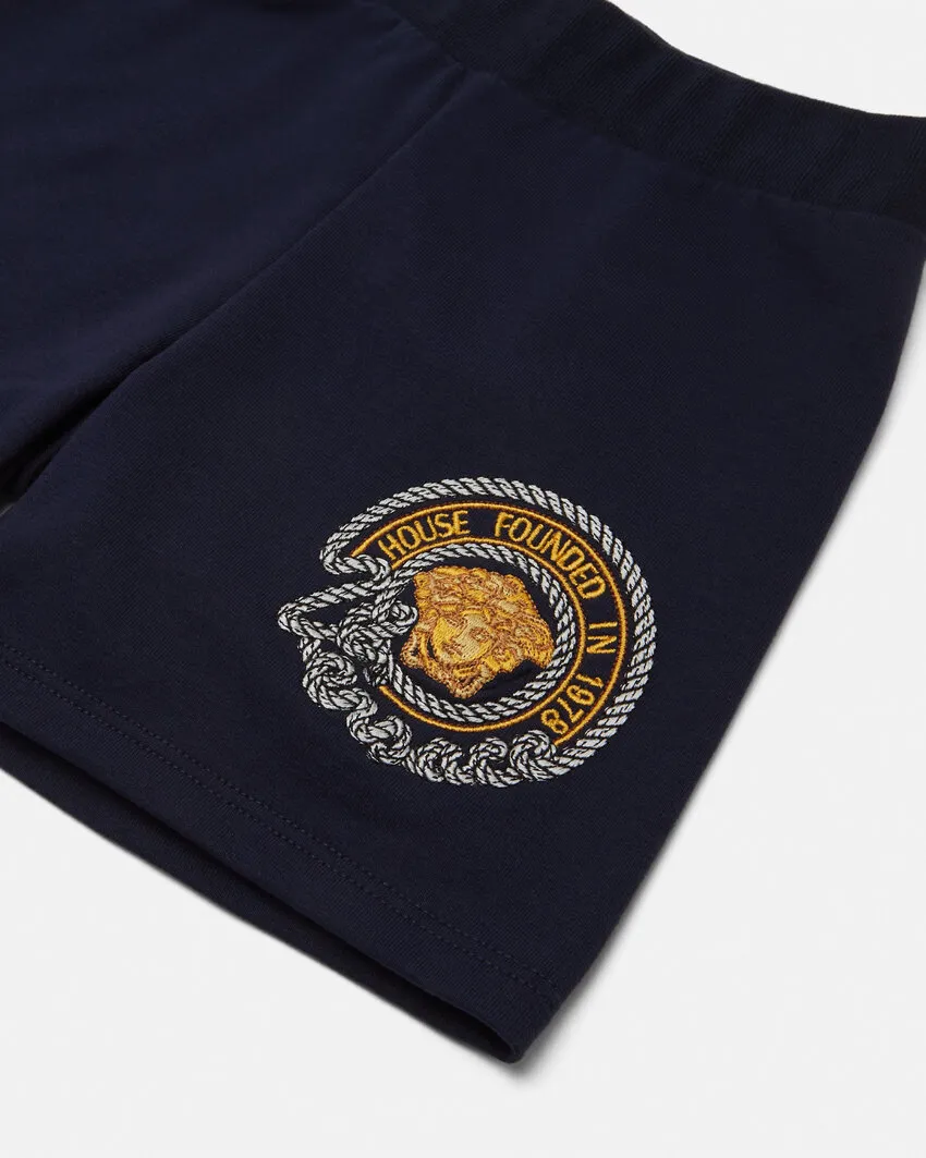 Medusa Head-Embroidered Stretched Shorts