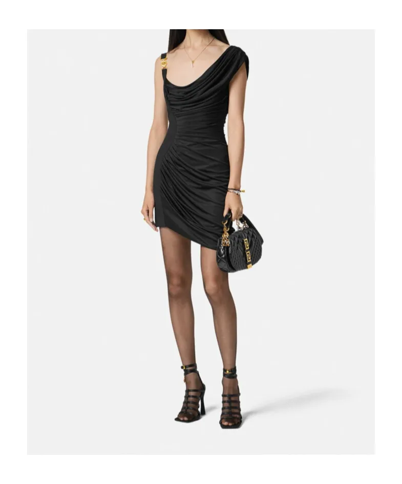 Medusa-Head Embellished Sleeveless Mini Dress