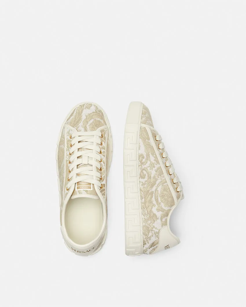 Barocco Greca Jacquard Lace-Up Sneakers