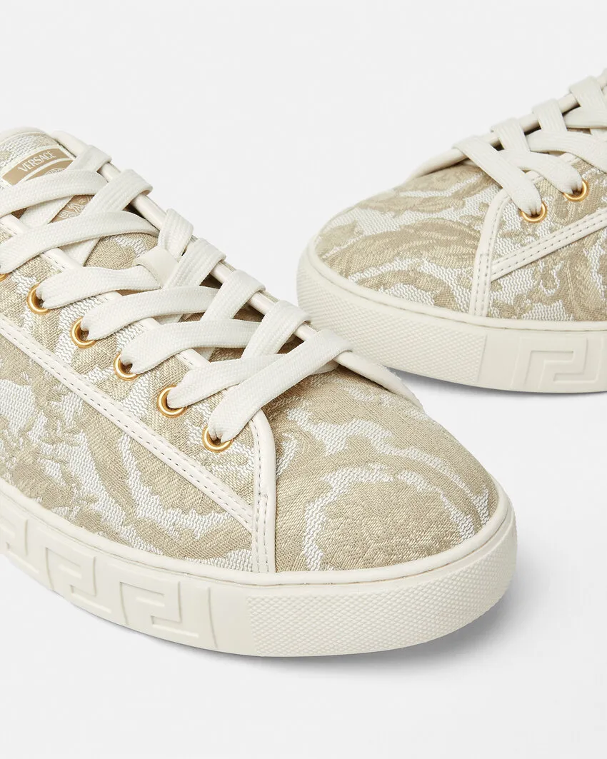 Barocco Greca Jacquard Lace-Up Sneakers
