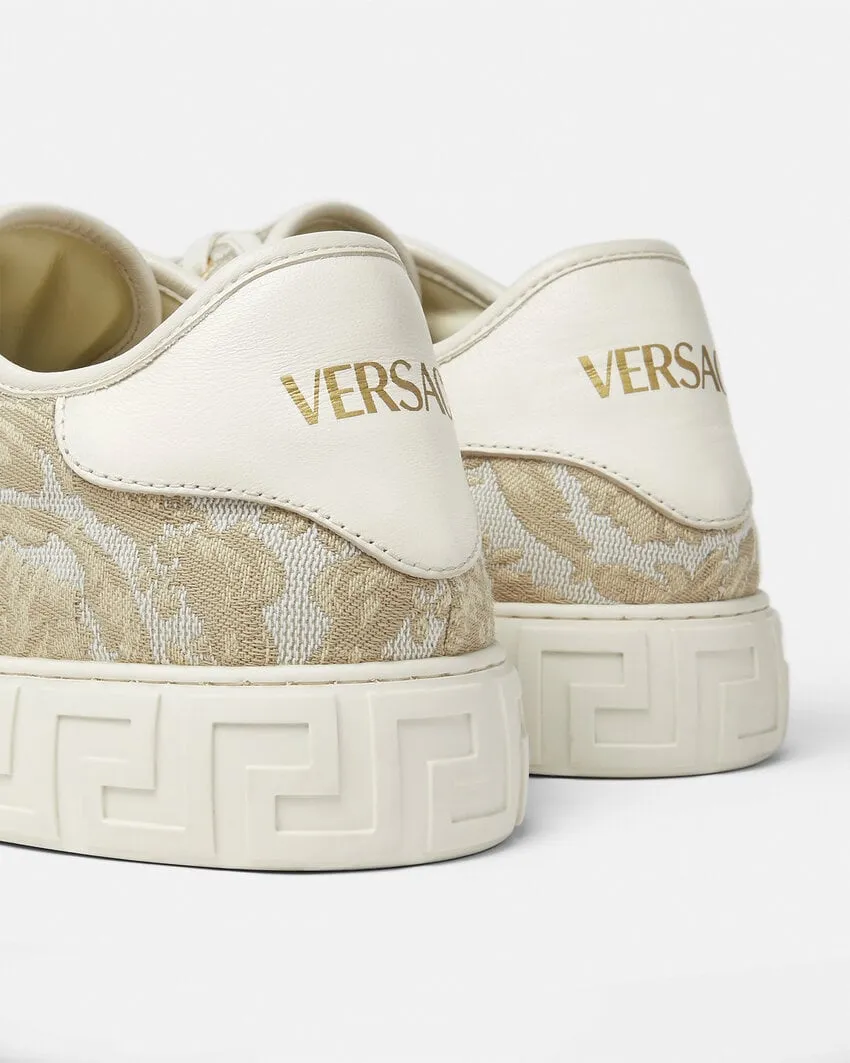 Barocco Greca Jacquard Lace-Up Sneakers
