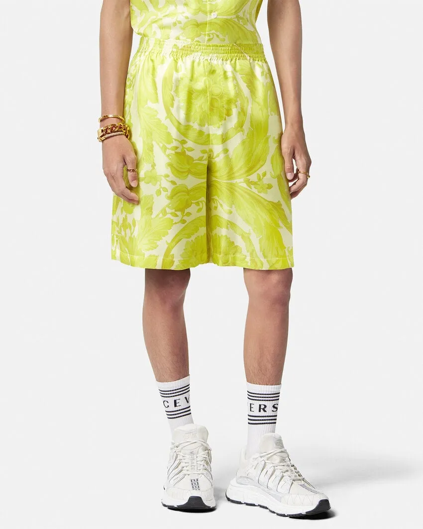 Barocco-Printed Elasticated Waistband Shorts