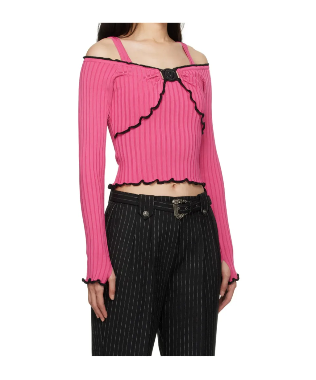 Long-Sleeved Off-Shoulder Collar Sweater