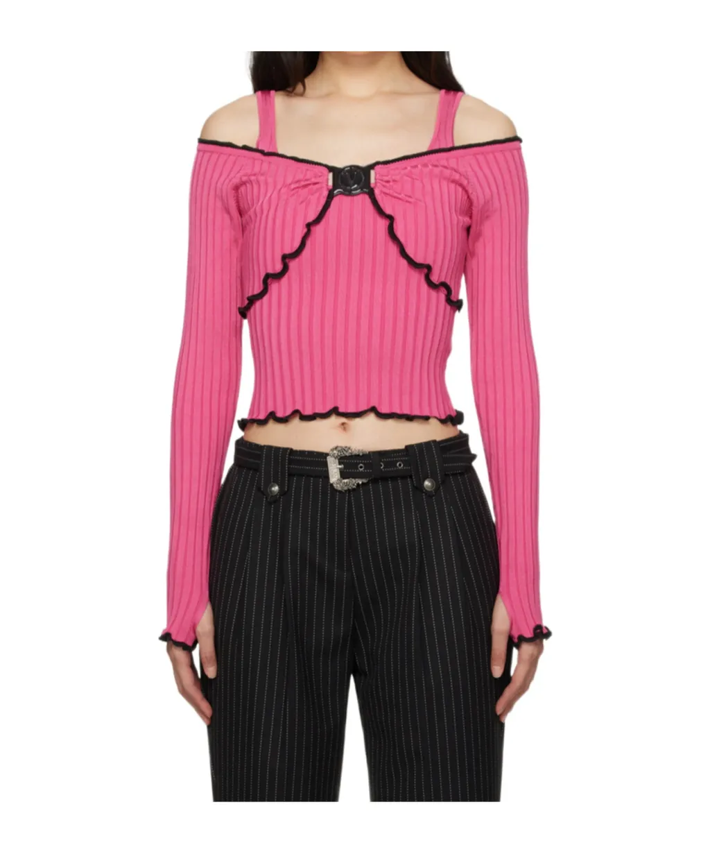 Long-Sleeved Off-Shoulder Collar Sweater