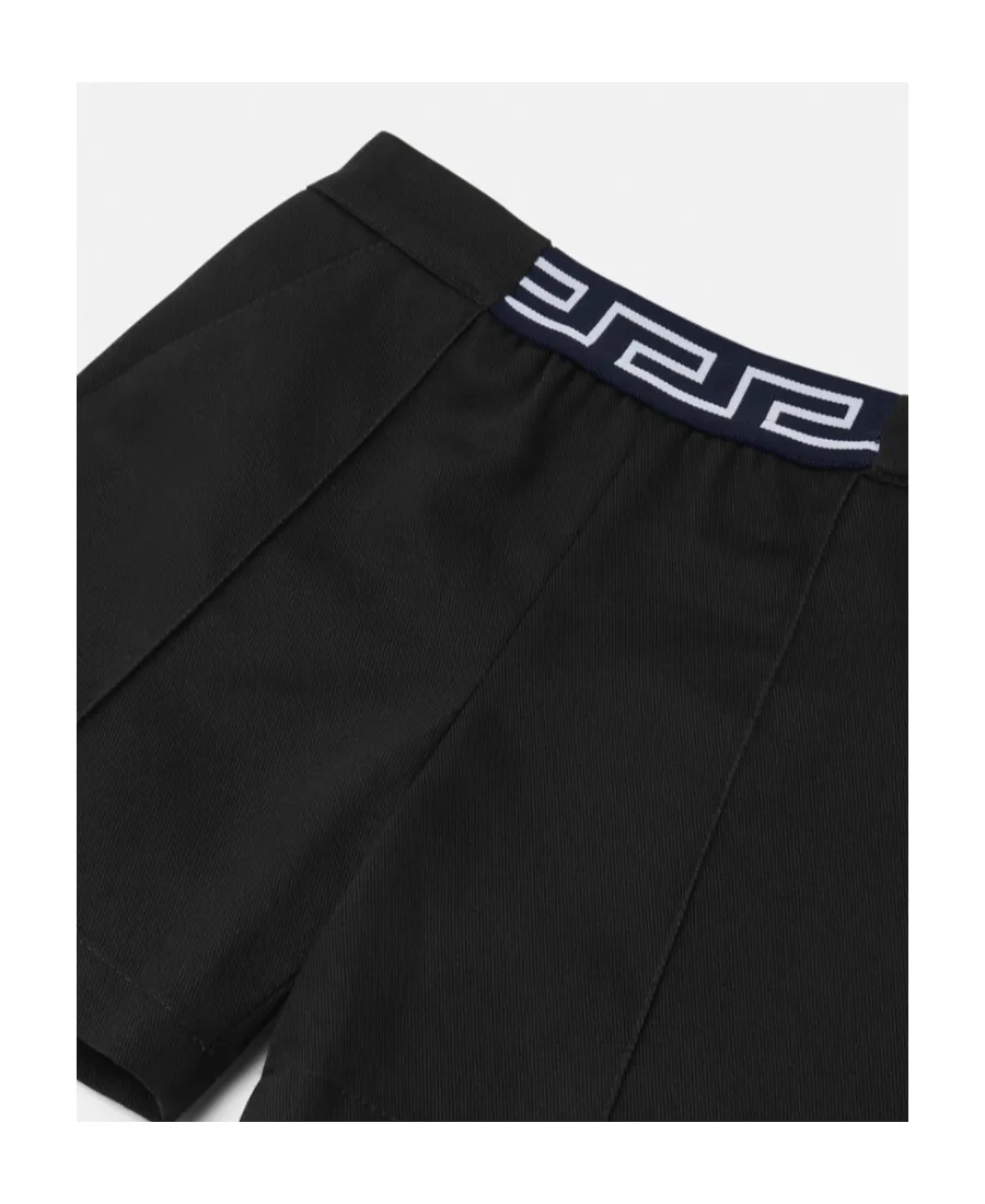 Greca-Waistband Straight Hem Shorts