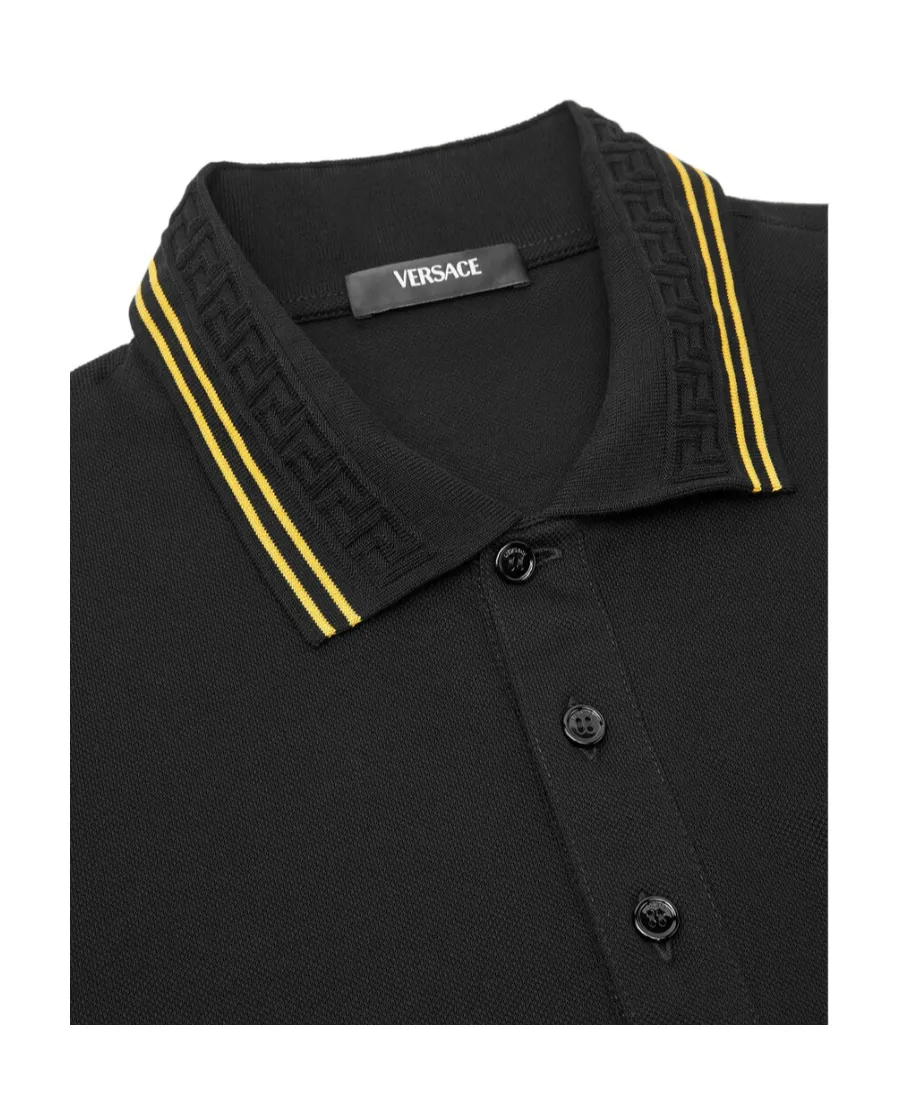 Medusa-Embroidered Short-Sleeved Polo Shirt