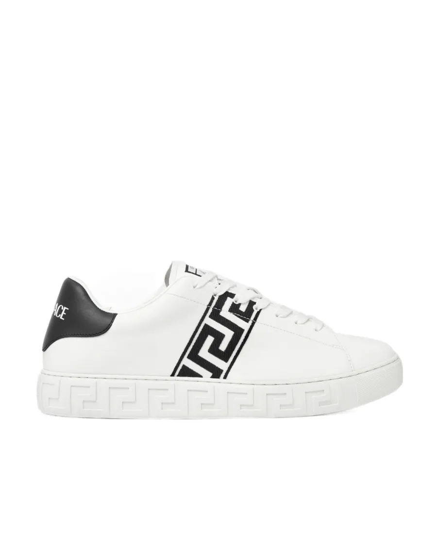 Greca Embroidered Lace-Up Sneakers