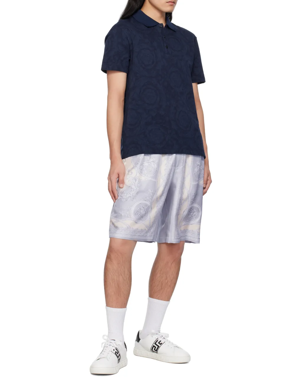 Greca Embroidered Lace-Up Sneakers